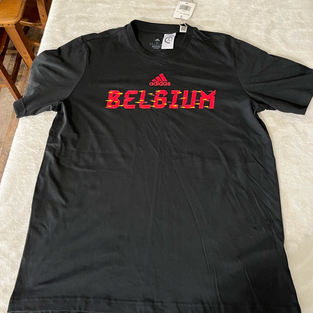 Adidas Black and Red Belgium Tee Short Sleeve M